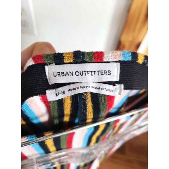 Urban Outfitters Retro Striped Crop Flare Wide Leg Stretch Pants MEDIUM Rainbow - Picture 4 of 9